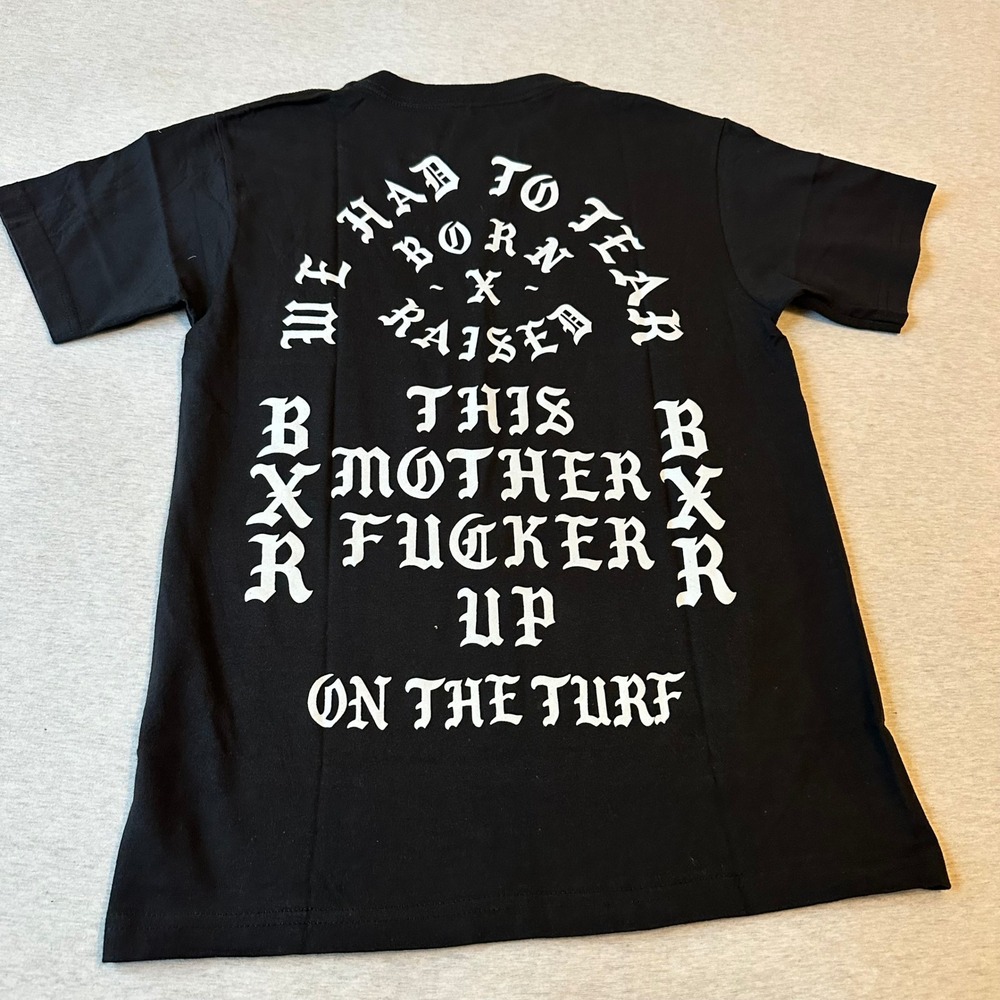 Born X Raised On The Turf Graphic T-Shirt Mens Small Black Old English BXR Tee - Picture 6 of 6